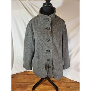 L.L. Bean Bellandi Women's 3X 100% Wool Button Down Coat Made In Italy Gray